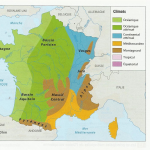 Carte domaines bioclimatiques France